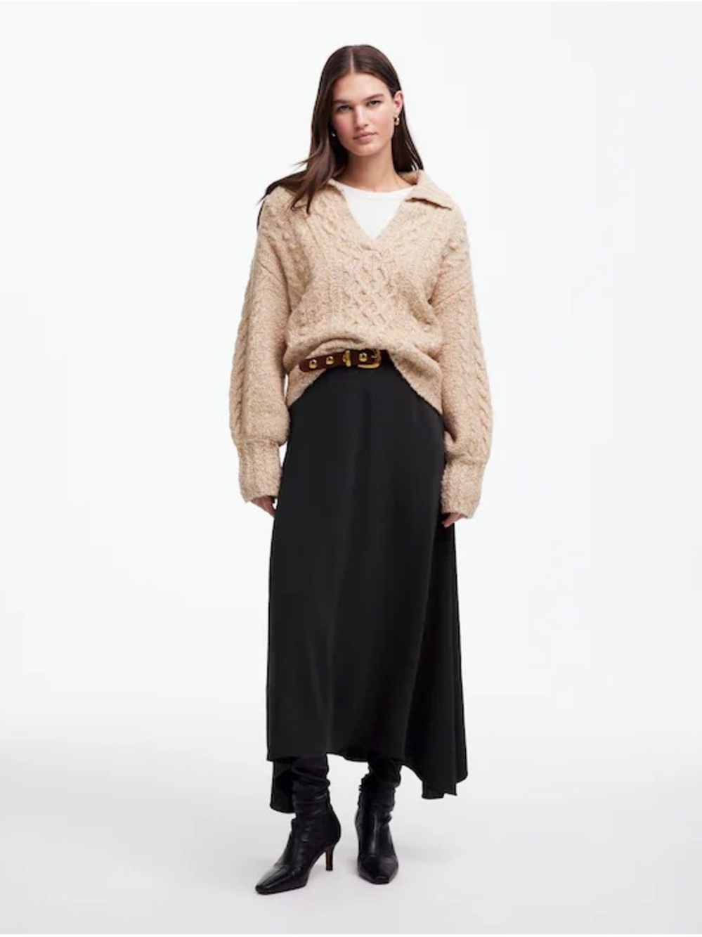 Madewell Black Asymmetrical Midi Skirt • size 6 • NT389